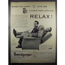 1952 BarcaLounger Chair Ad - Bless His Heart