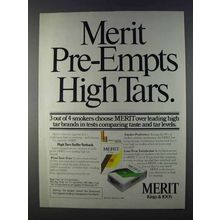1980 Merit Cigarettes Ad - Pre-Empts High Tars
