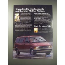1990 Ford Aerostar 4WD Ad - It handles the road as easily as it handles Mother
