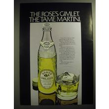 1974 Rose's Lime Juice Ad - The Rose's Gimlet. The tame Martini