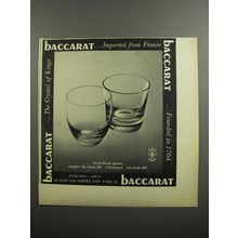 1952 Baccarat On-the-Rocks Glasses Advertisement