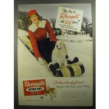 1956 Rheingold Beer Ad - My beer is Rheingold - the Dry beer! - Sledding
