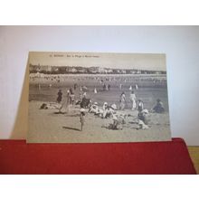 SUR LA PLAGE A MAREE BASSE, ROWAN, FRANCE unused antique postcard =