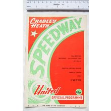 1975 Cradley Heath v Exeter Speedway Programme, 16th August