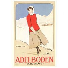 Ice Skating at 4500 Feet Adelboden Switzerland 1900 Poster Postcard