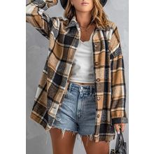 Plaid Print Buttoned Shirt Jacket