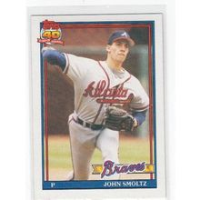 1991 Topps John Smoltz baseball card #157 – HOF - Braves