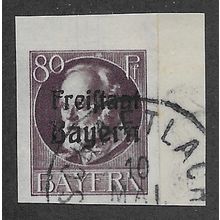 GER (BAVARIA) 1919 80pf 'KING LUDWIG (FREISTAAT) (IMPERFED FINE USED(EBID64-467)