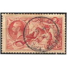 1934 SG451 5/- Bright Rose-Red Seahorse Fine Used . .. .