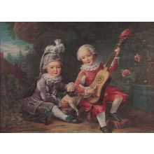 Song Of The Duc De Bouillon Francois Drouais Medici Society Painting Postcard