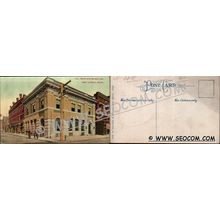 CT New London Postcard Cor Bank & Golden Sts Street Scene Intersection ct_~2208