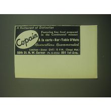 1946 Copain Restaurant Ad - A Restaurant of distinction