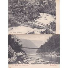 Cane Bridge Teesta River Darjeeling 2x Old Postcard s