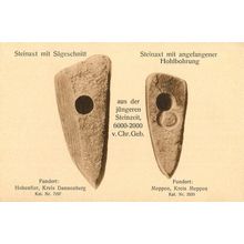 Steinaxt Mit Sageschnitt Prehistoric Stone Age Axe German Postcard