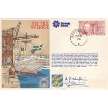 Fly Till Sverige Sweden Boat Military Hand Signed POW RAF 1974 FDC