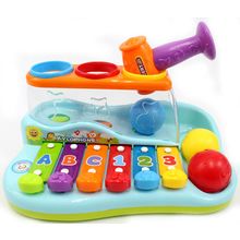 Rainbow Xylophone Piano Pounding Bench For Kids With Balls And Hammer