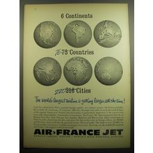 1960 Air France Airline Ad - 6 continents 76 countries 220 Cities
