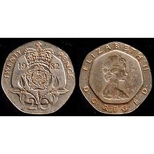 United Kingdom Twenty Pence 1982 Used Coin 20d QE II Tudor Rose UK