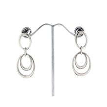 925 Sterling Silver Oval Dangle Push Back Earrings 40 mm Long