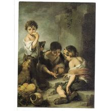 BEGGAR BOYS PLAYING A GAME OF DICE by Bartolome Esteban Murillo postcard