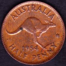 1954 Y. Australia 1 Half Penny Coin