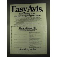 1972 Avis Rent-a-Car Ad - Easy Avis