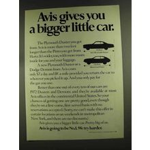 1972 Avis Rent-a-Car Ad - Gives You Bigger Little Car