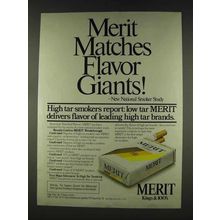 1978 Merit Cigarettes Ad - Matches Flavor Giants