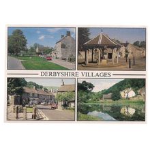 DERBYSHIRE VILLAGES. multiview used postcard 1992 postmark =