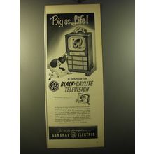 1950 General Electric Black-Daylight Television Model 16C113 Ad - Big as life