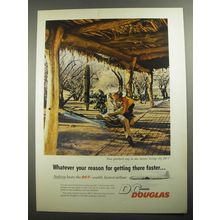 1956 Douglas DC-7 Airliner Ad - Your quickest way to the laziest living