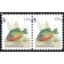 2441, Mint NH 45¢ Pair - Black "USA 45" Color Shifted Error * Stuart Katz