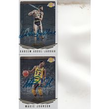 KREEM ABDUL-JABBAR & MAGIC JOHNSON AUTO 2017 LOS ANGELES LAKERS HOF CHAMPIONS