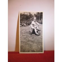 boy on small pedal tricycle small photograph c.1940 =