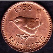 1956 Great Britain 1 Farthing Coin