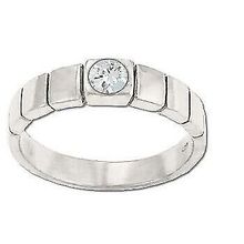 Sterling Silver Center CZ Cubic Zirconia Segmented Ring