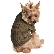 Combed Cotton Cable Knit Dog Sweater - Herb Green X-SMALL