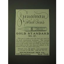 1900 Spencerian Pens Ad - Spencerian Steel Pens Gold Standard No. 27