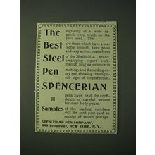 1900 Spencerian Pens Ad - The best Steel pen