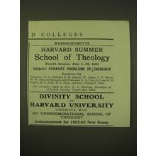 1902 Harvard Summer School of Theology Ad - Divinity School of Harvard
