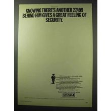1977 Group 4 Security Service Ad - 27,499 Behind Him