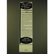 1936 United States Lines Ad - Big ships big values to Europe