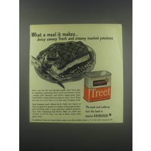 1946 Armour Treet Meat Ad - What a meal it makes.. Juicy savory Treet