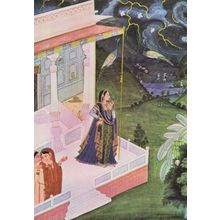 Nayika Indian Heroine Lady Watching The Skies Painting Postcard