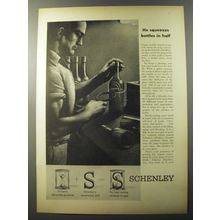 1953 Schenley Whiskey Ad - He squeezes bottles in half