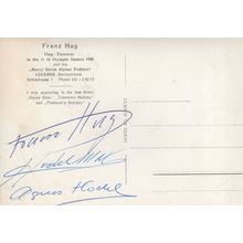 Franz Hug MULTI Olympic Games Swiss King Flag Thrower Hand Signed Photo Postcard