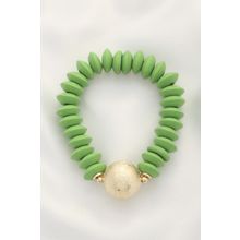 Ball Bead Wood Disc Bracelet