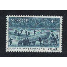 Norway Centenary of Engineer Corps . Making pontoon bridge 1988 Canc SG#1039