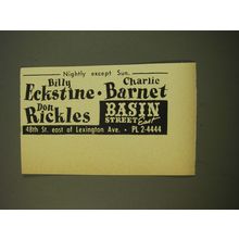 1961 Basin Street East Advertisement - Billy Eckstine Charlie Barnet Don Rickles