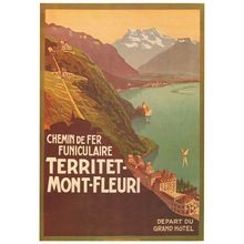 Chemin De Fer Territet Mont Fleuri Switzerland Hotel Poster Postcard